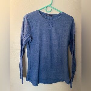 Prana LS blue lace shirt - medium